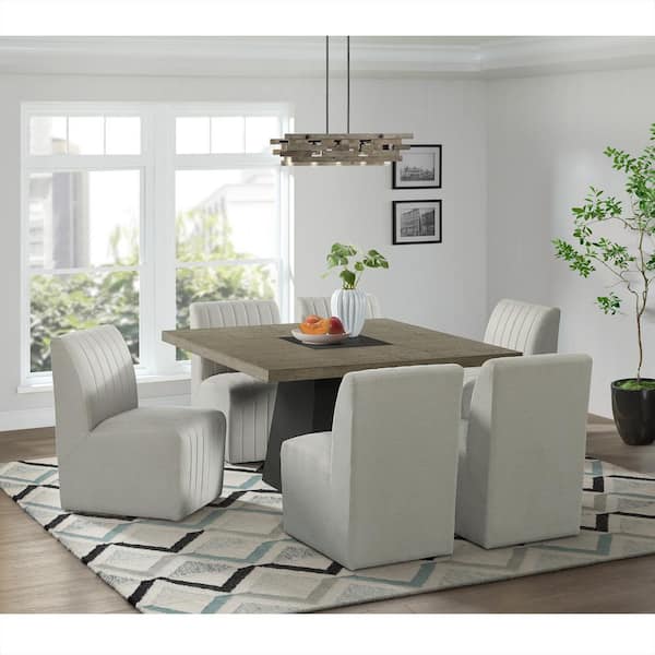 Rizzo Beige Linen Wood Upholstered Dining Side Chair (2 Per Carton)