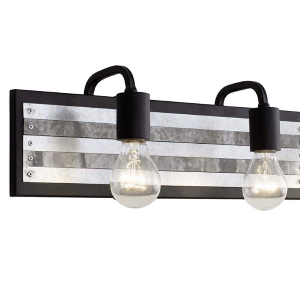 Abbey Rose Black and Galvanized Steel 3-Light Vanity Fixture
