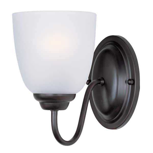 Stefan 1-Light Oil Rubbed Bronze Sconce with Frosted Shade
