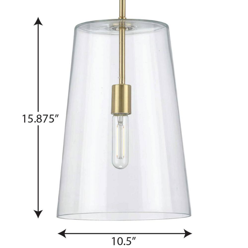 Clarion Satin Brass and Glass Pendant Light