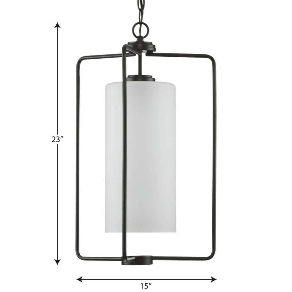 Merry Matte Black and Etched Glass Foyer Pendant Light
