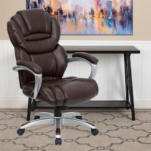 Stella High Back Faux Leather Swivel Ergonomic Executive Chair in Brown with Arms