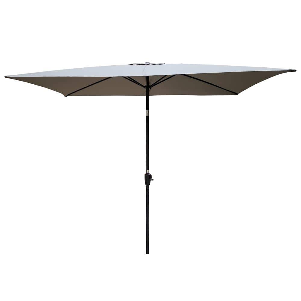9 ft. x 6 ft. Rectangular Market Patio Umbrella Outdoor Umbrellas with Crank and Push Button Tilt in Medium grey price history on PriceWatchPro