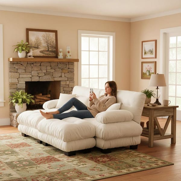 Homy Casa MINH 94.4 in. Pillow Arm 4-piece Chenille Modular