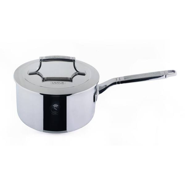SAVEUR SELECTS 3 qt. Tri-Ply Stainless Steel Saucepan with Lid