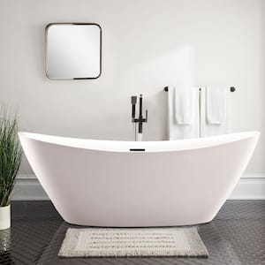 71 in. Acrylic Flatbottom Freestanding Bathtub in White/Matte Black