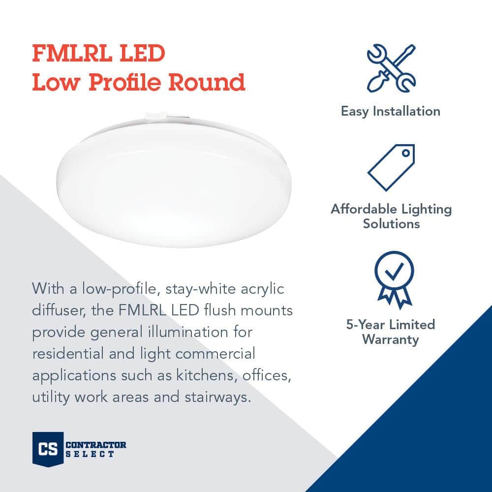 White 11-Inch Round LED Flush Mount Light