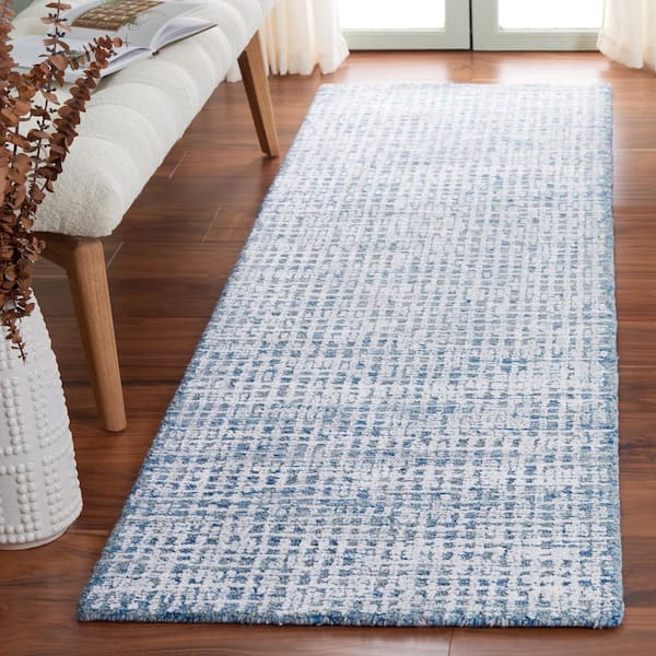 Glamour 2 ft. x 8 ft. Blue/Ivory Marle Crosshatch Runner Rug