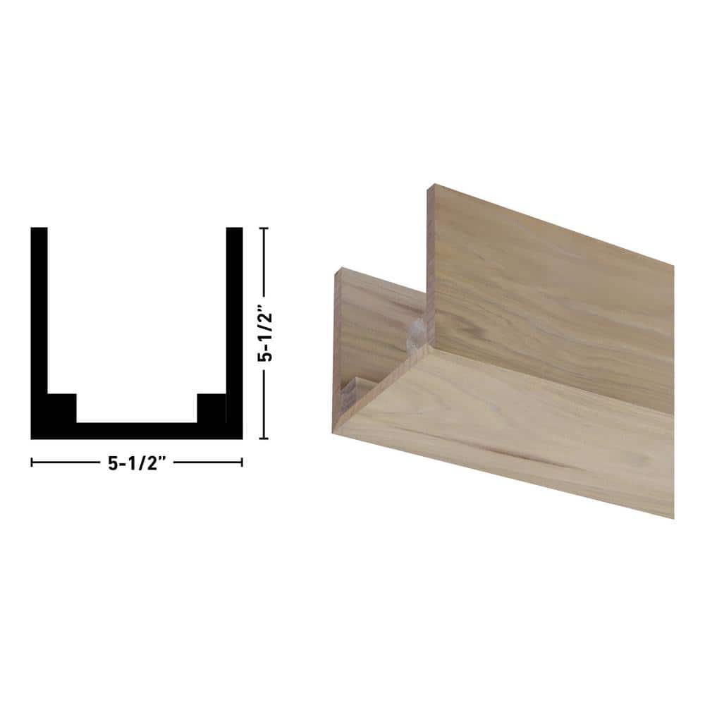 Natural Unfinished Poplar U-Shaped Decorative Beam 5.5" x 92"