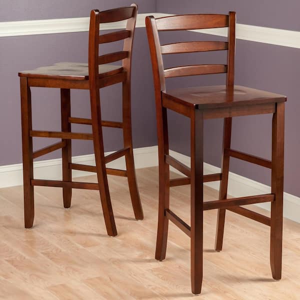 Benjamin 30 in. Ladder-back Walnut Bar Stools (Set of 2)