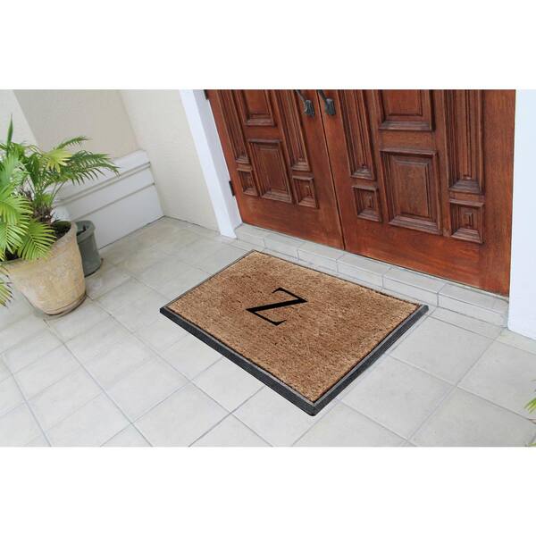 A1 Home Collections A1hc Weave Black/Bronze 24 in x 39 in 100% Rubber Thin Profile Outdoor Durable Monogrammed R Doormat