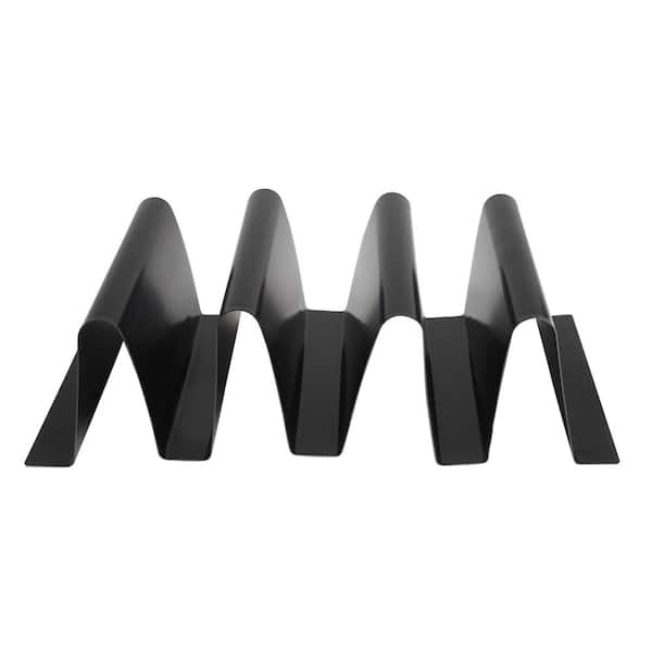 6.75 in. W x 3.25 in. H x 12 in. L Black Four Slot Metal Taco Tray