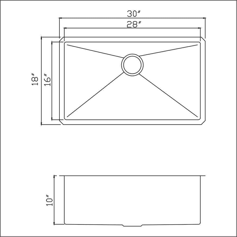 30'' Matte Stainless Steel Undermount Single Bowl Kitchen Sink