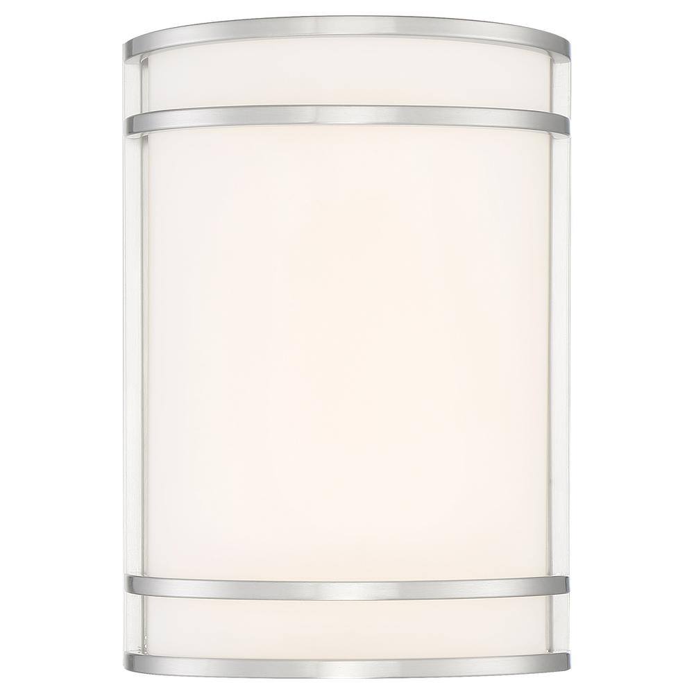 Lola Brushed Steel 10" Dimmable Wall Sconce with Frosted Shade