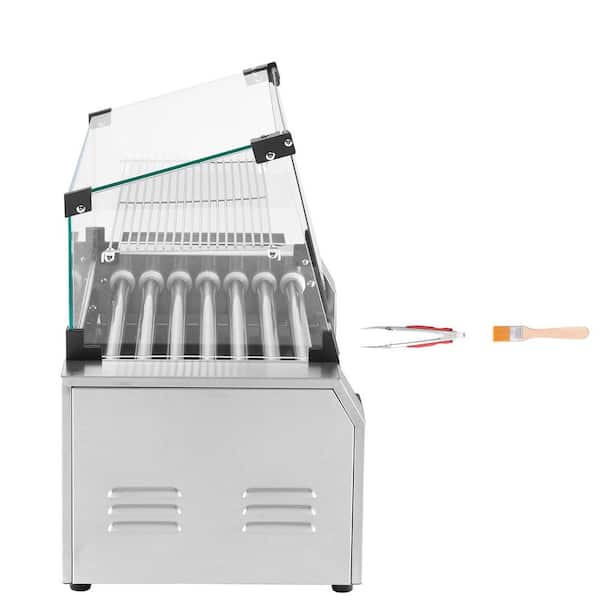 SKYSHALO Hot Dog Roller 18 Hot Dog 7 Rollers Stainless Steel Sausage Indoor Grill 1200W Hot Dog Machine with Bun Warmer