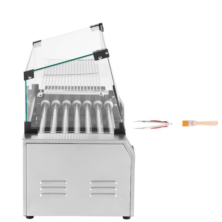 SKYSHALO Hot Dog Roller 18 Hot Dog 7 Rollers Stainless Steel Sausage Indoor Grill 1200W Hot Dog Machine with Bun Warmer