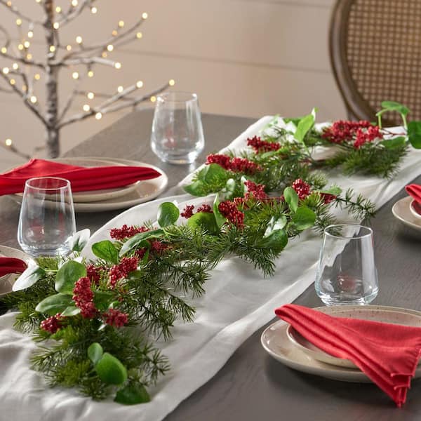 Unbranded Contemporary Nolta 5 ft. Eucalyptus and Pine Artificial Christmas Garland with Berries