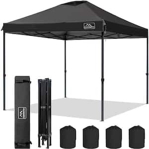 10 ft. x 10 ft. Black Pop-Up Canopy, 3 Adjustable Height with Wheeled Carrying Bag, 4 Ropes and 4 Stakes