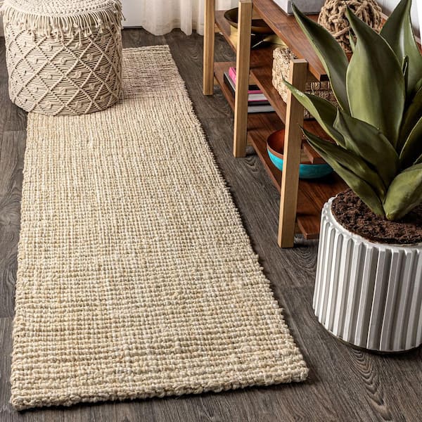 Hiro Hand Woven Chunky Jute Ivory 2 ft. x 10 ft. Runner Rug