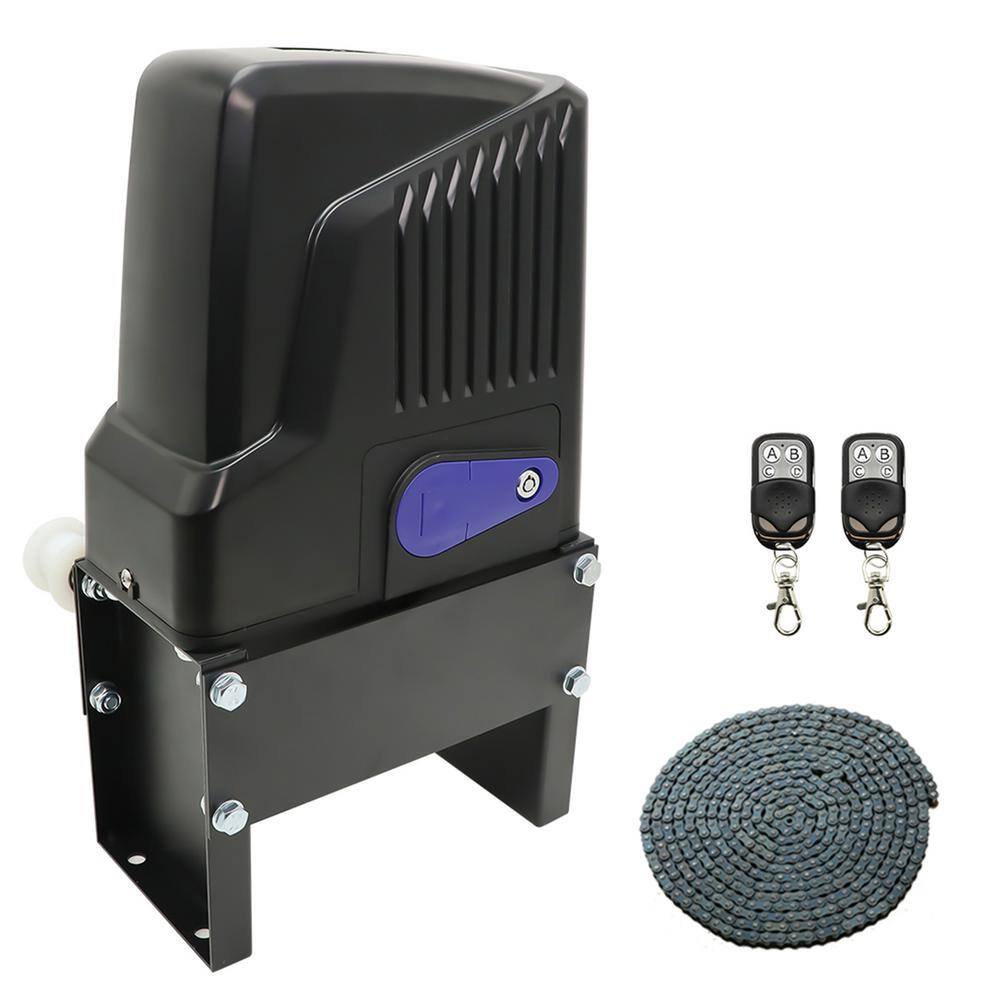 ALEKO Black Chain-Driven Sliding Gate Opener Kit with Remotes