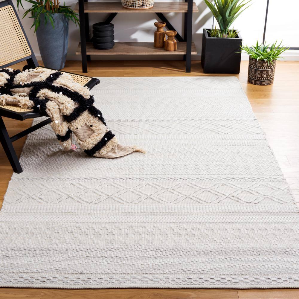 Natura Ivory Square Hand-Woven Wool Blend Area Rug, 6' x 6'