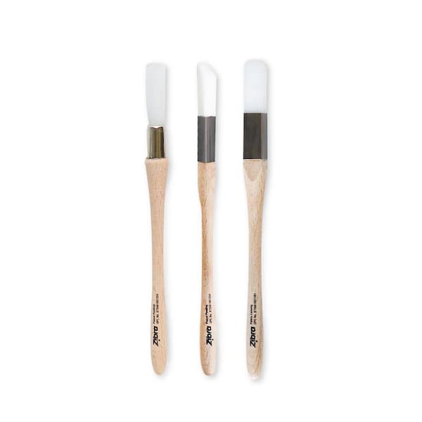 Zibra Medium Artist Kit 1/4 in. Poly Angled 3 Piece Paintbrush Set