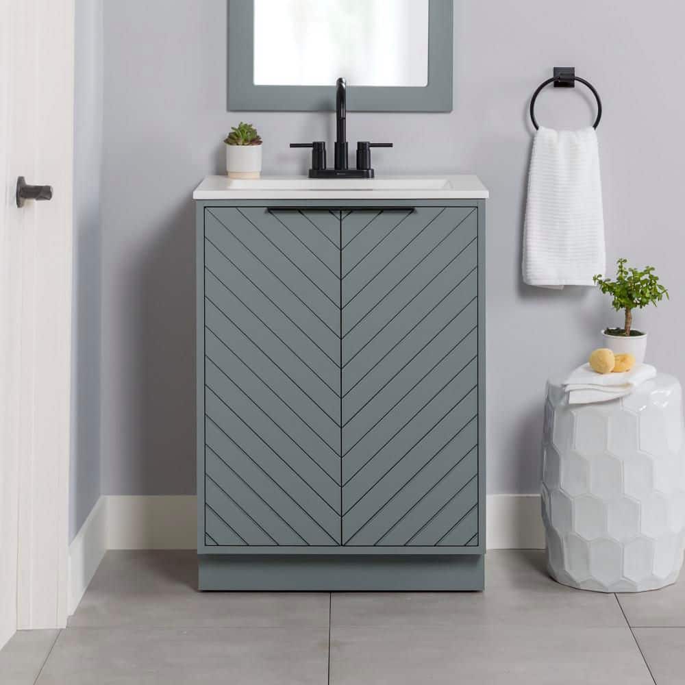 Glacier Bay Lanier 25 in. Single Sink Laguna Blue Bath