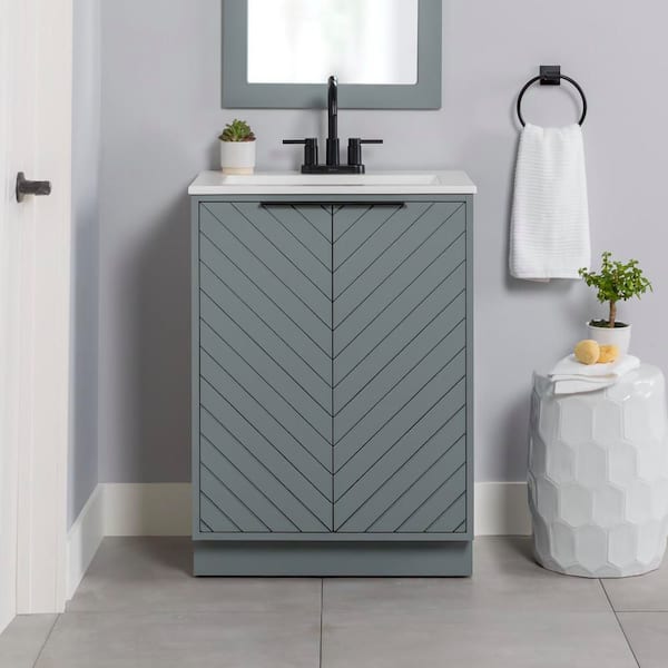 Lanier 25 in. Single Sink Laguna Blue Bath Vanity with White Cultured Marble Top (Assembled)