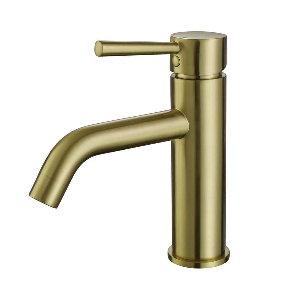 Single Handle Single Hole Bathroom Faucet with Valve Modern Brass Bathroom Basin Taps in Brushed Gold price history on PriceWatchPro