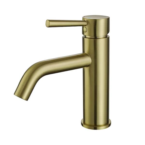 Single Handle Single Hole Bathroom Faucet with Valve Modern Brass Bathroom Basin Taps in Brushed Gold
