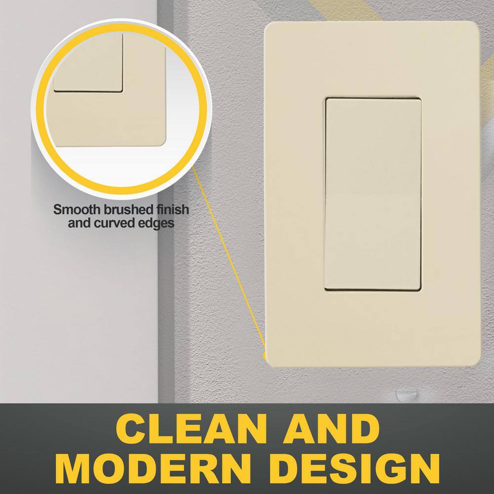 Ivory Thermoplastic 1-Gang Screwless Wall Plate Set