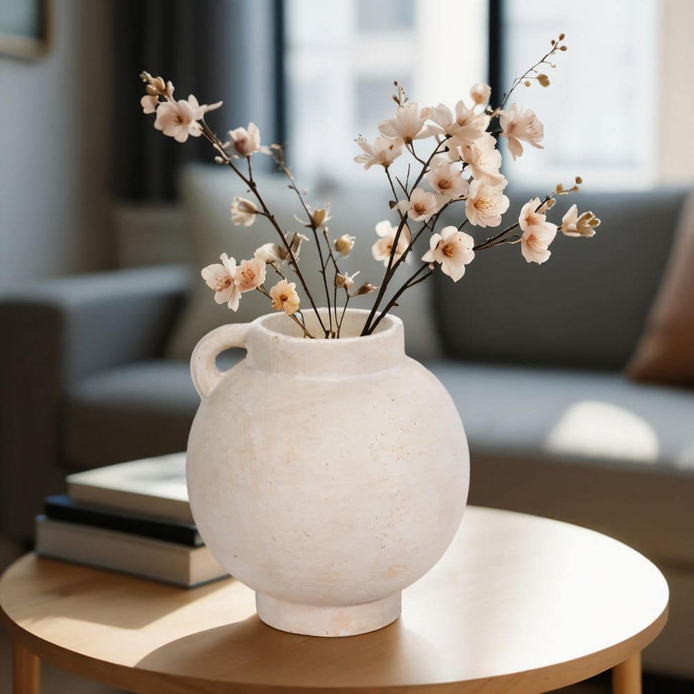 12 in. White Pottery Round Decorative Vase price history on PriceWatchPro
