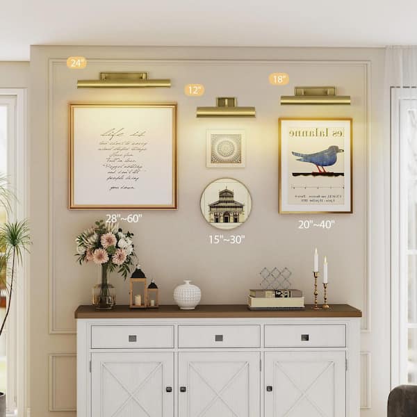 12 in. 2-Light Dimmable LED Brass Wall Sconce, Adjustable Picture Light, Wall Light for Picture, Artwork, Display