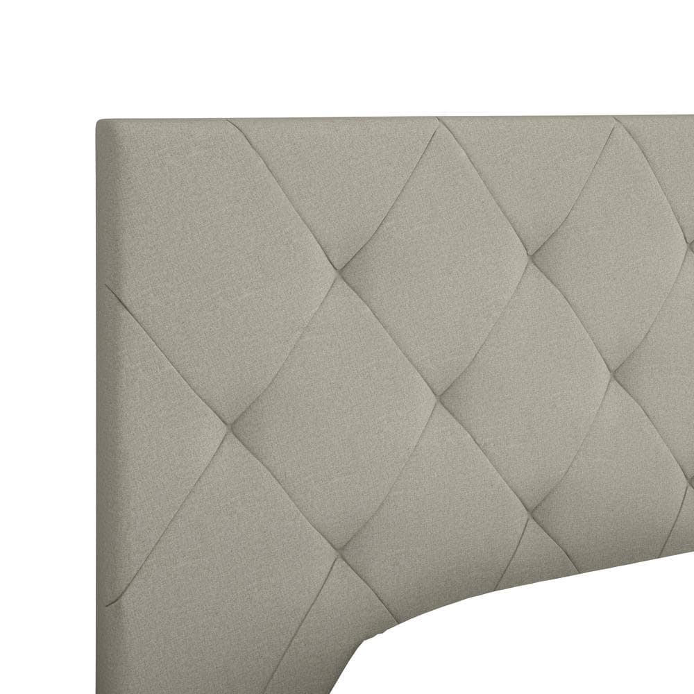 Chloe Gray Linen Upholstered Platform Bed Frame with Tufted Headboard
