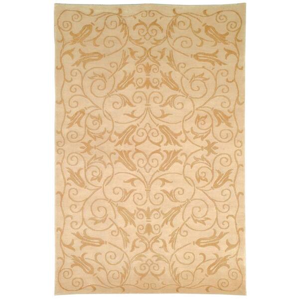Tibetan 6 x 9 Ivory Scroll TB317H Area Rug