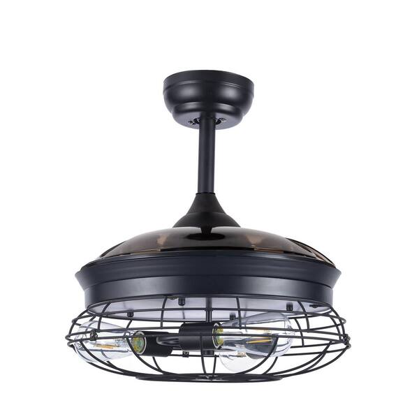 36 In Led Black Retractable Ceiling Fan With Light And Remote Control Bd3611 B The Home Depot - Retractable Pendant Light Ceiling