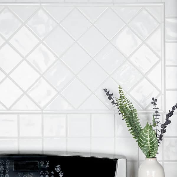 Twist White Ice 1/2 in. x 11-3/4 in. Glossy Ceramic Wall Tile Trim