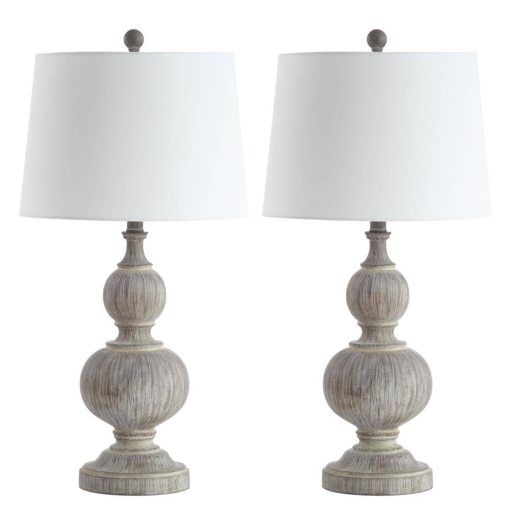 SAFAVIEH Ephraim 28.5 in. Grey Faux Wood Table Lamp with Off-White