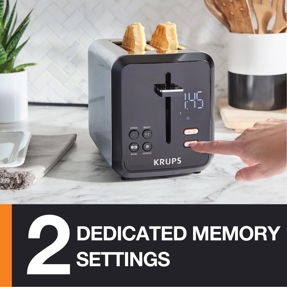 Digital Stainless Steel 2-Slice Toaster with Wide Slots