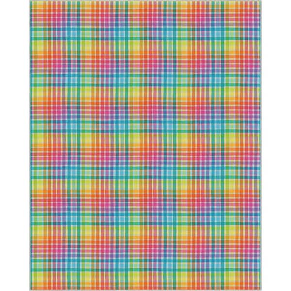 Crayola Plaid Multicolor 7 ft. 10 in. x 9 ft. 10 in. Area Rug