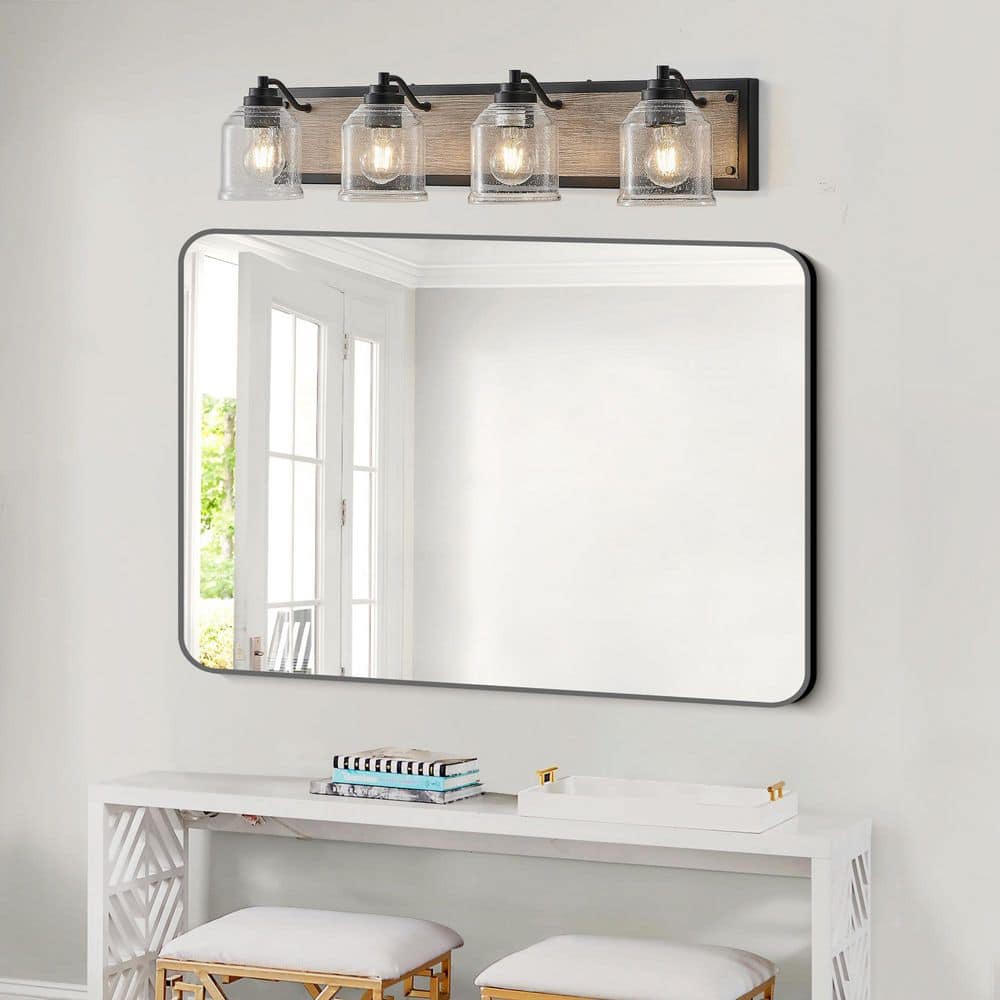 32 in. 4-Light Black Vanity Light with Clear Glass Shades price history on PriceWatchPro