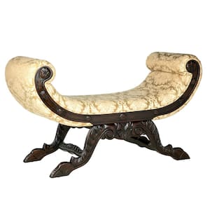 Waldorf Brown Walnut Rolled Arm Bench 26 in. H x 43 in. W x 17.5 in. D