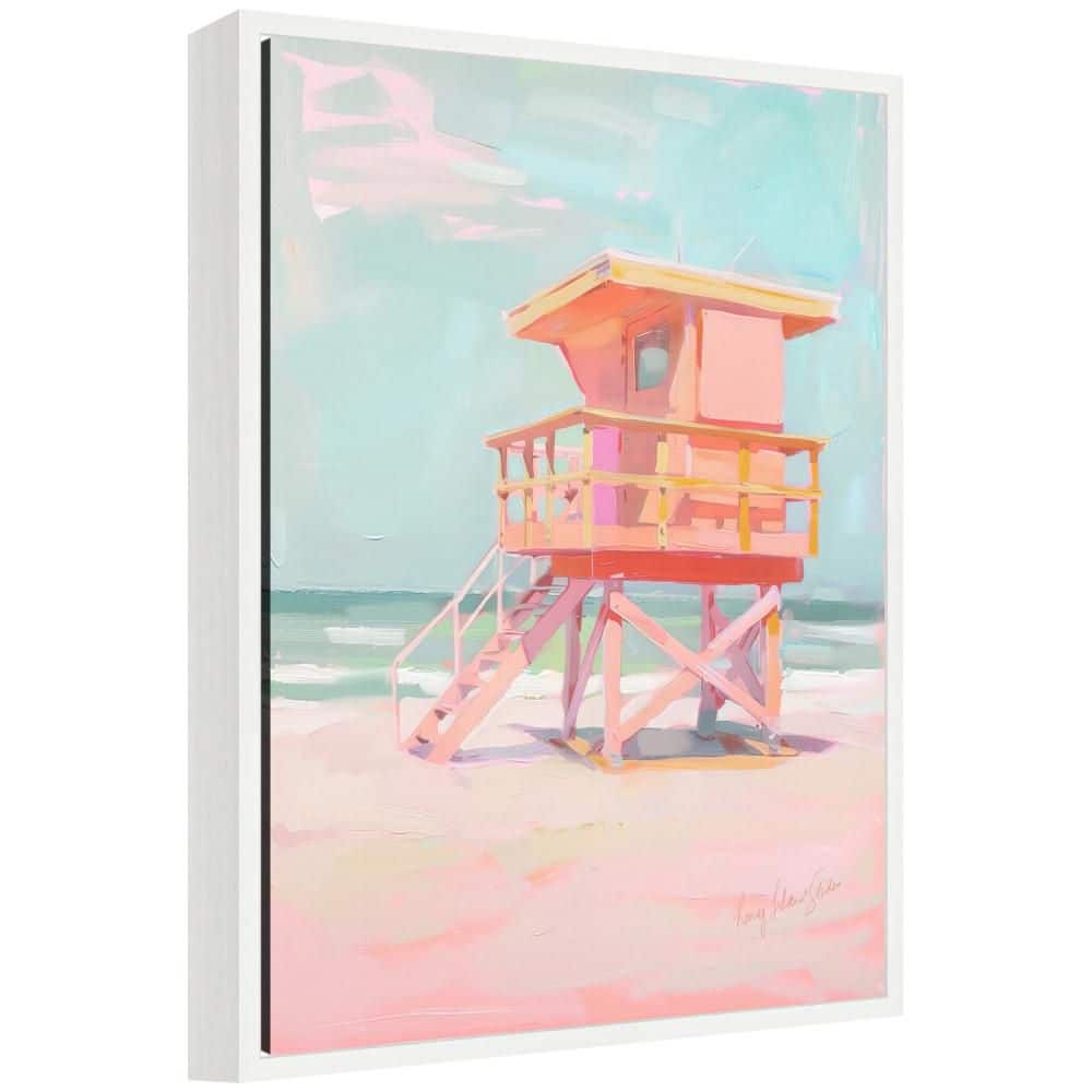 "Sylvie ""Beach Lifeguard Tower Pastels in. by Honey Island Studio Beach Framed Art Print 24 in. x 18 in." price history on PriceWatchPro