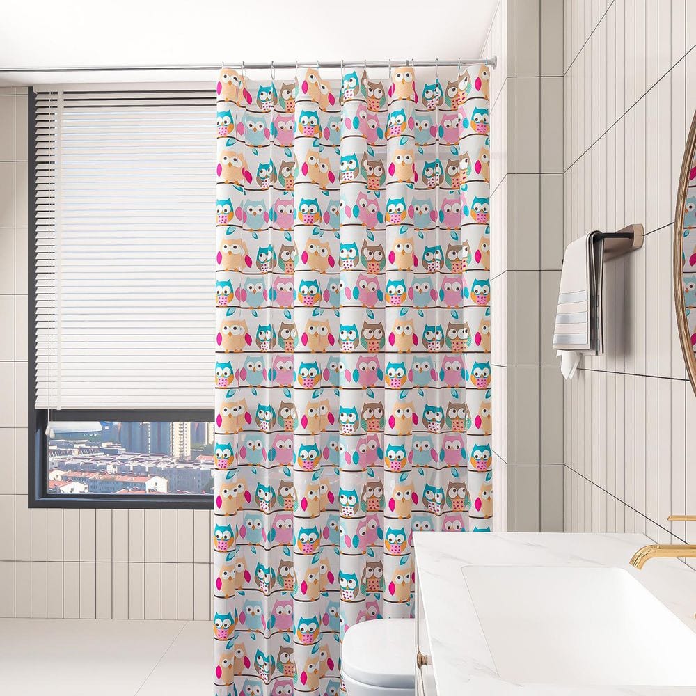 70.87 in. x 70.87 in. PEVA Shower Curtain, Bathroom Partition Curtain, Cartoon Thickened Owl Shower Curtain price history on PriceWatchPro