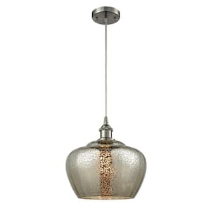 Fenton 1-Light Brushed Satin Nickel Mercury Shaded Pendant Light with Mercury Glass Shade