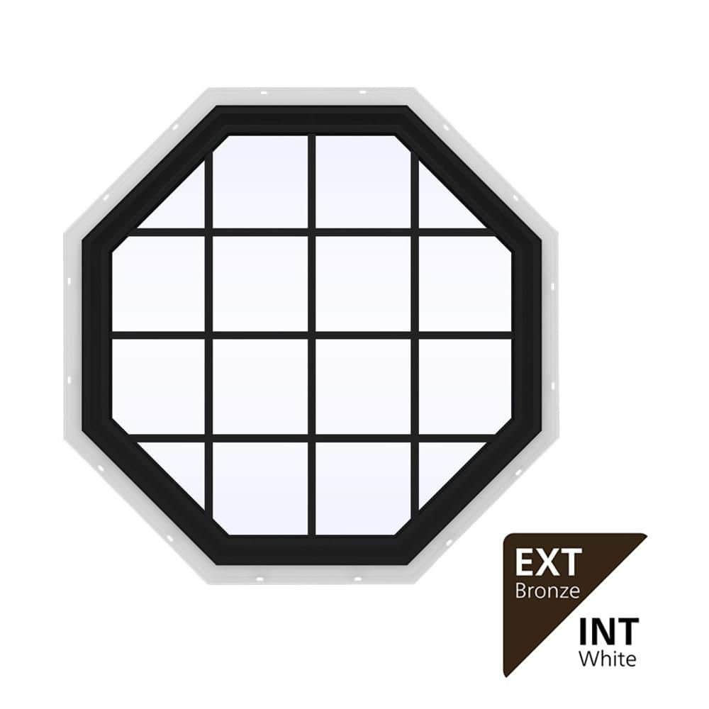 Octagon Window Rods JELD-WEN 48 in. x 48 in. V-2500 Series Bronze FiniShield Vinyl Fixed ...