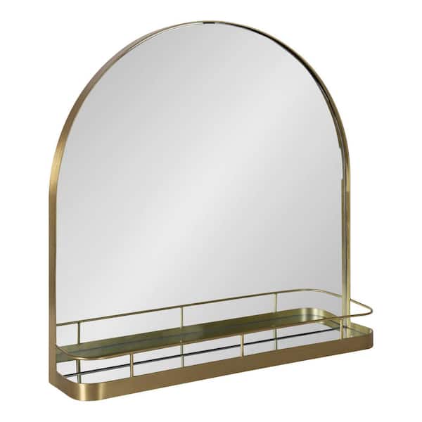 Kate and Laurel Peyson 26 in. H x 26 in. W Modern Arch Framed Gold Wall Mirror