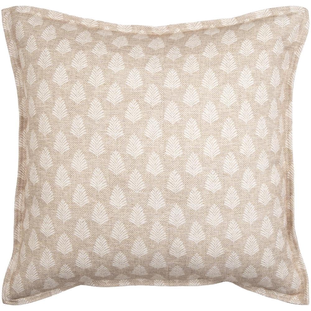 Gardner 18" Tan Polyester Floral Throw Pillow