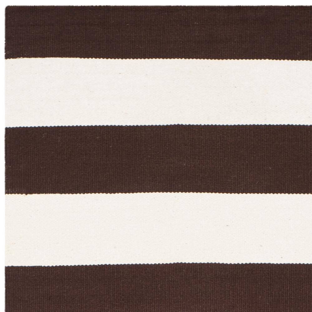 Chocolate and Ivory Handwoven Wool and Cotton Runner Rug