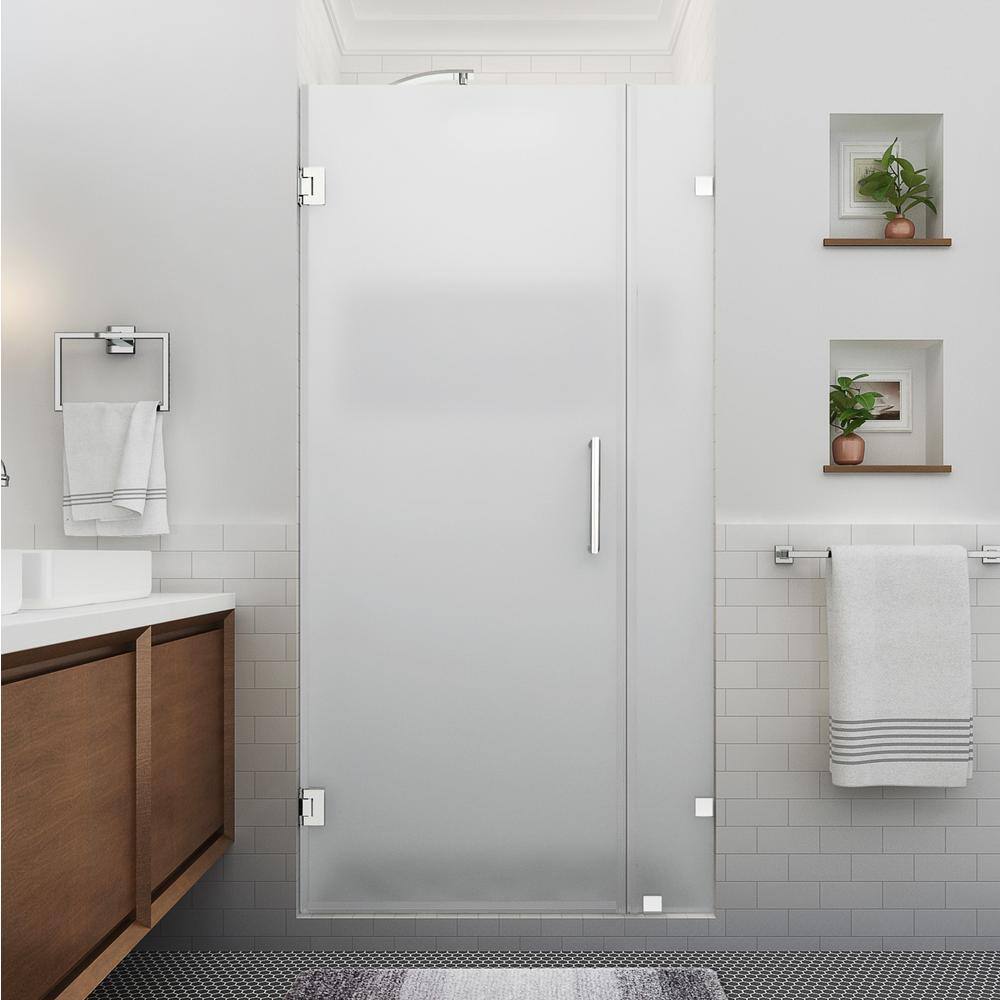 Chrome Hinged Frameless Shower Door with Frosted Glass